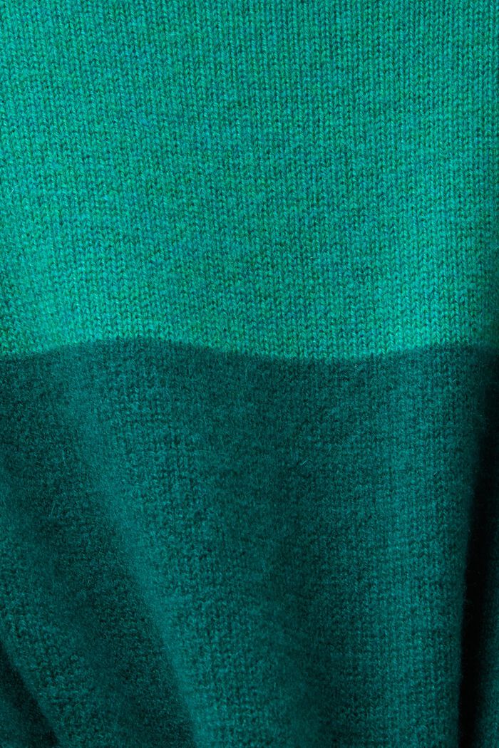 Cashmere Polo Rugby Stripe Sweater, EMERALD GREEN, detail image number 6
