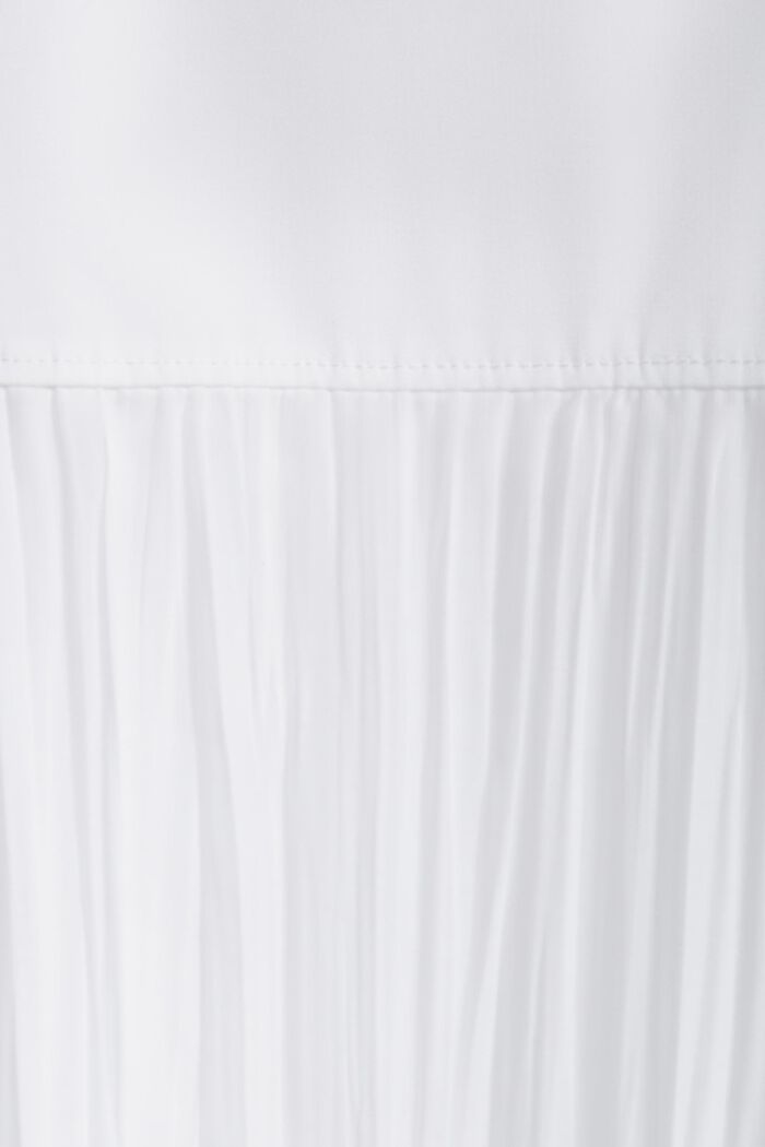 褶皺中長款恤衫式連身裙, 白色, detail image number 4
