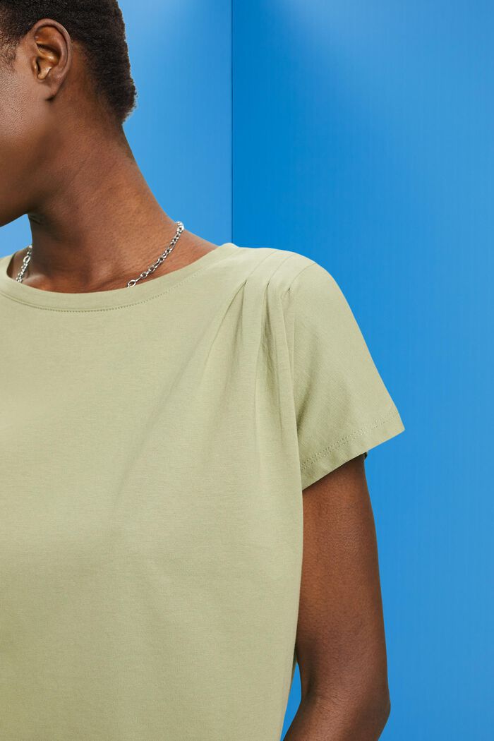 T-shirt with pleated details, LIGHT KHAKI, detail image number 2