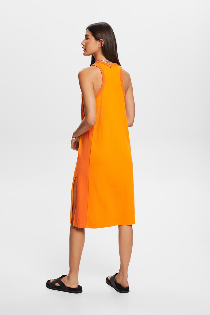 ‌彈力棉羅紋平織布中長款連身裙, 橙色, detail image number 3