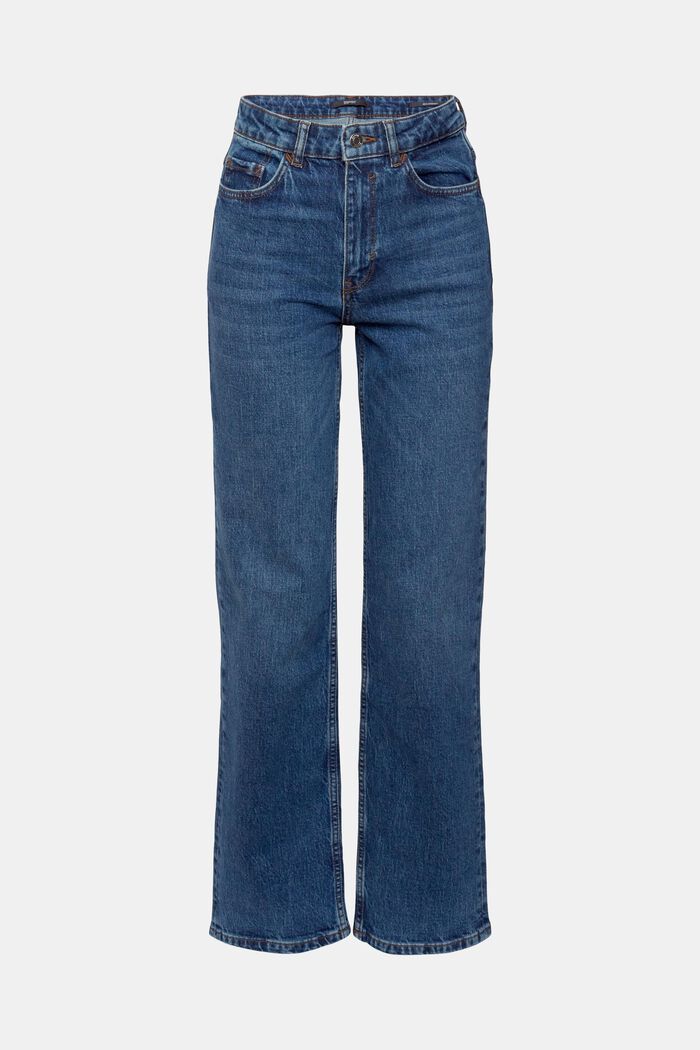 High-rise straight leg stretch jeans, BLUE MEDIUM WASHED, detail image number 7