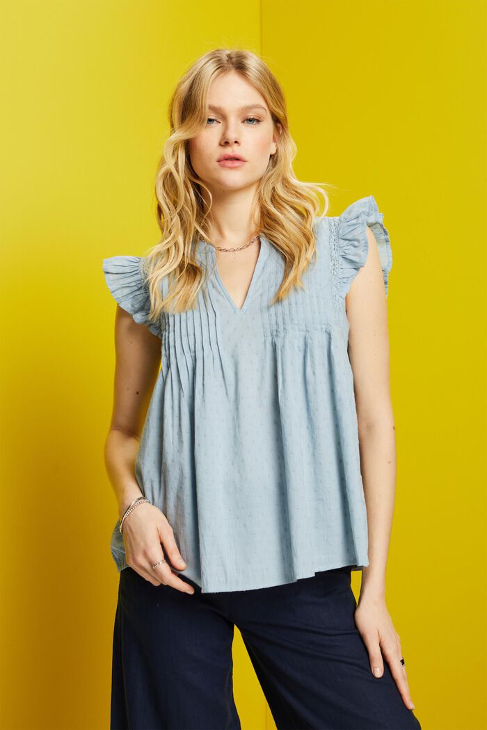 Swiss dot sleeveless blouse, 100% cotton, LIGHT BLUE LAVENDER, detail image number 0