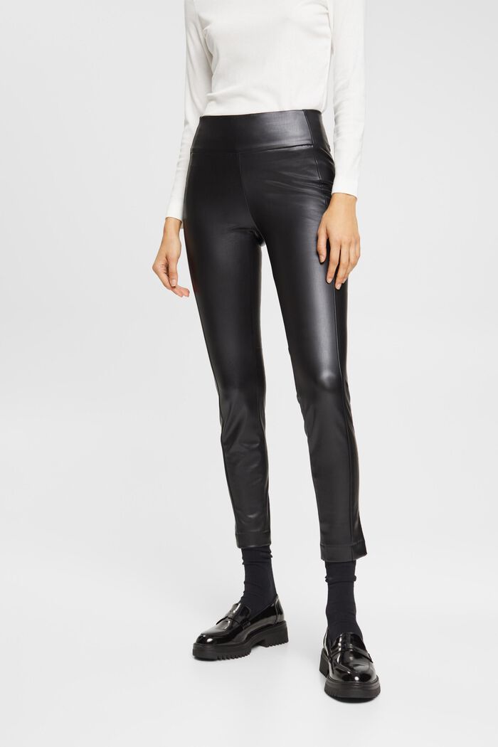 High-rise faux leather leggings, BLACK, detail image number 0
