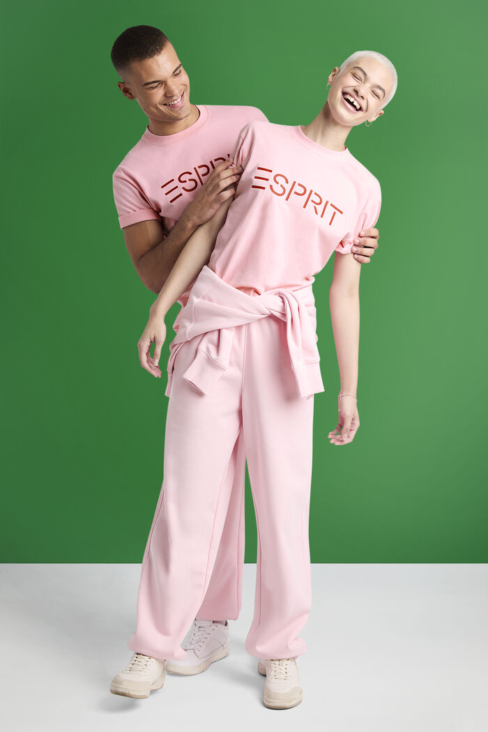 ‌超大廓形棉質平織布LOGO標誌T恤, 淺粉紅色, detail image number 4