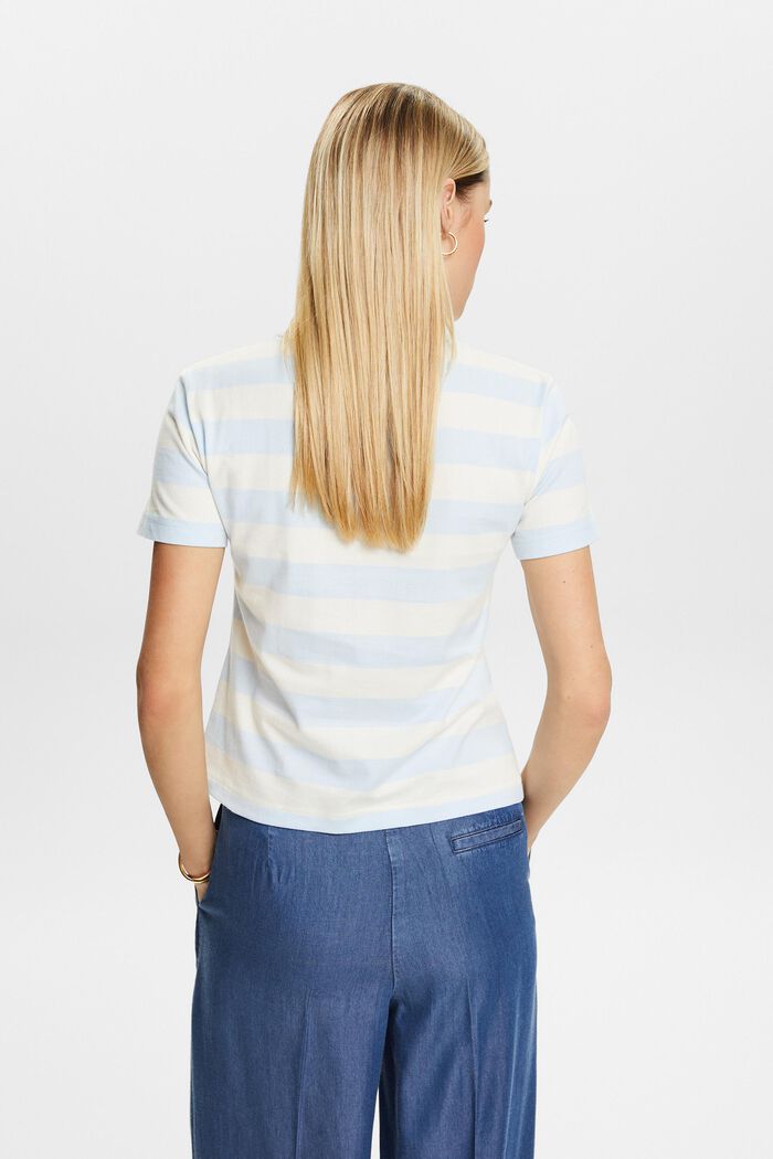 條紋LOGO標誌棉質T恤, 淺藍色, detail image number 2