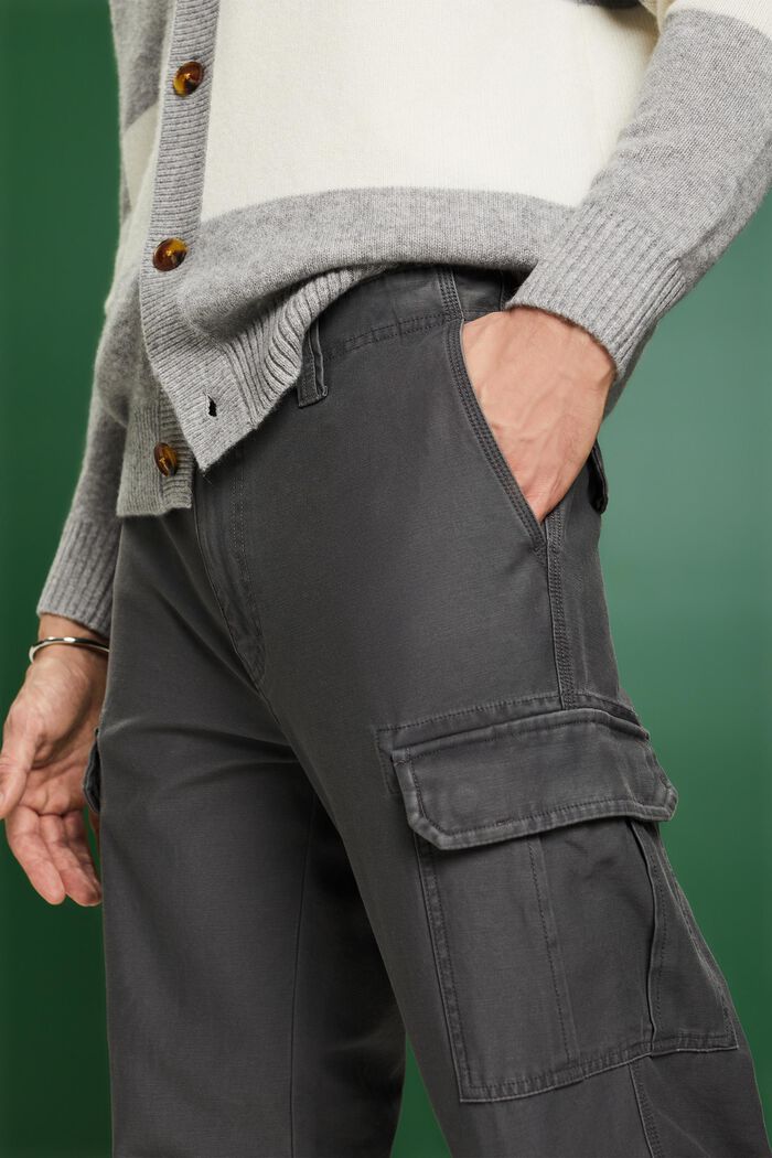 Cotton Cargo Pants, 深灰色, detail image number 4