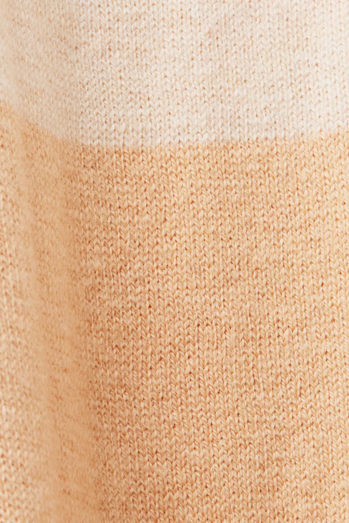 含羊絨成分的條紋棉質套頭毛衣, 米色, detail image number 5