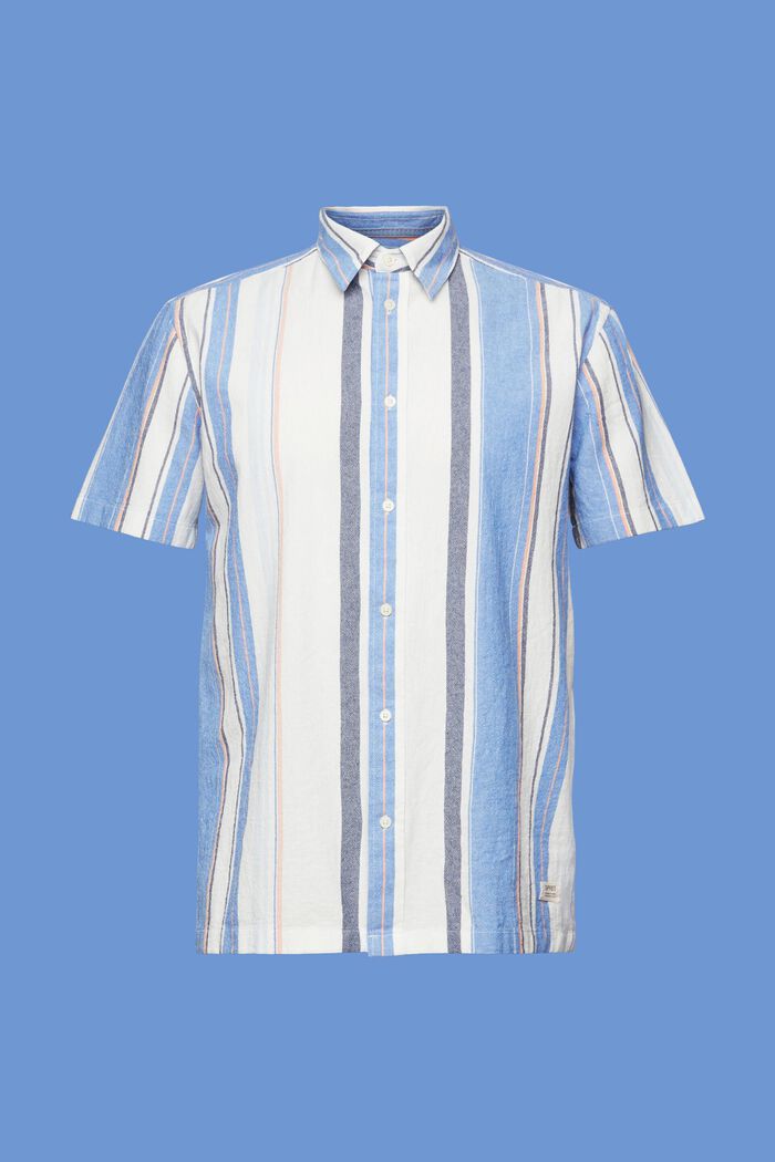 100%純棉條紋短袖恤衫, 藍色, detail image number 6