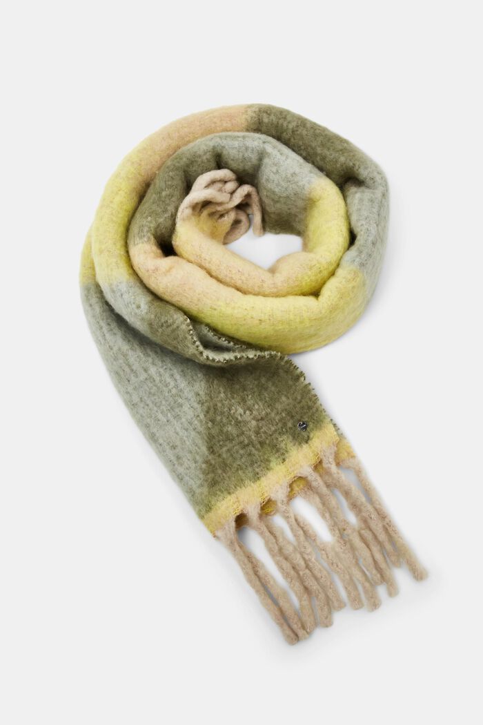 羊毛混紡厚圍巾, 冰藍色, detail image number 0
