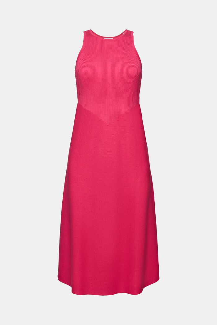 Sleeveless Ribbed Midi Dress, PINK FUCHSIA, detail image number 5