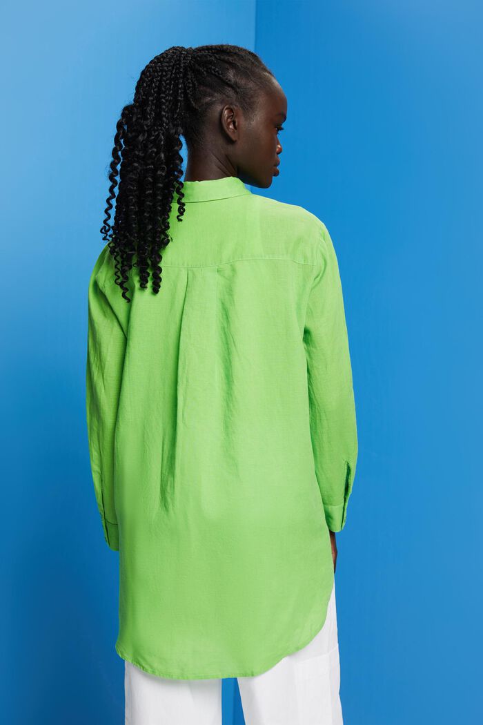 ‌棉麻混紡女裝襯衫, 綠色, detail image number 3