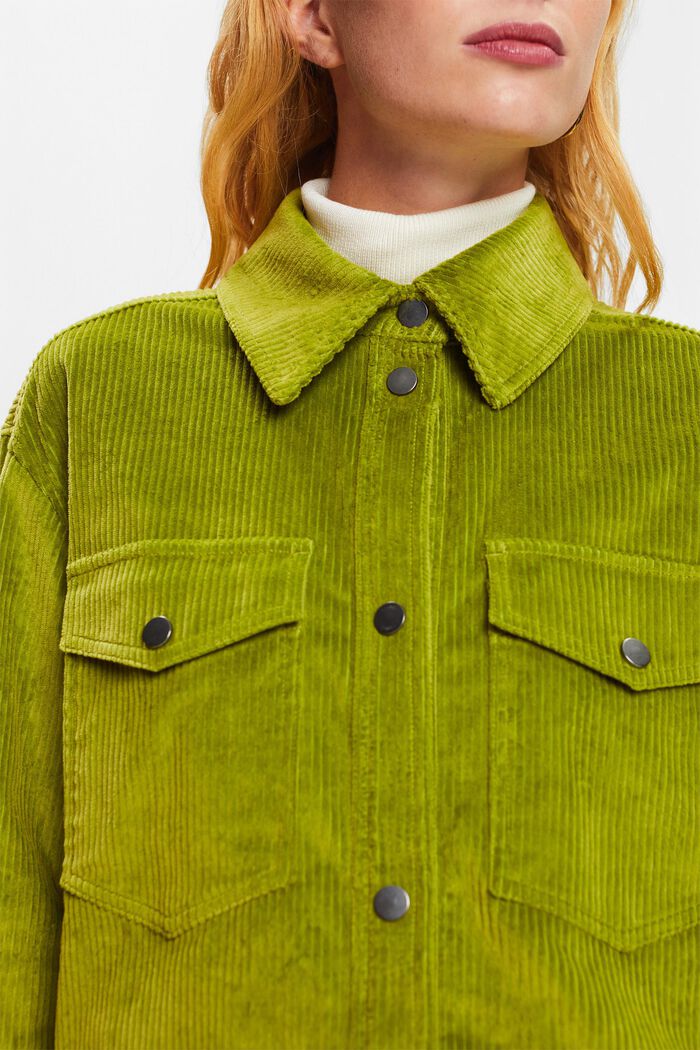 燈芯絨鈕扣恤衫, 綠色, detail image number 1