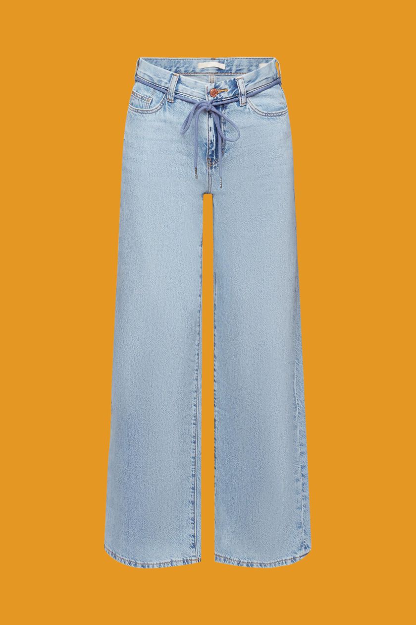 High-rise wide leg jeans with shoe lace belt