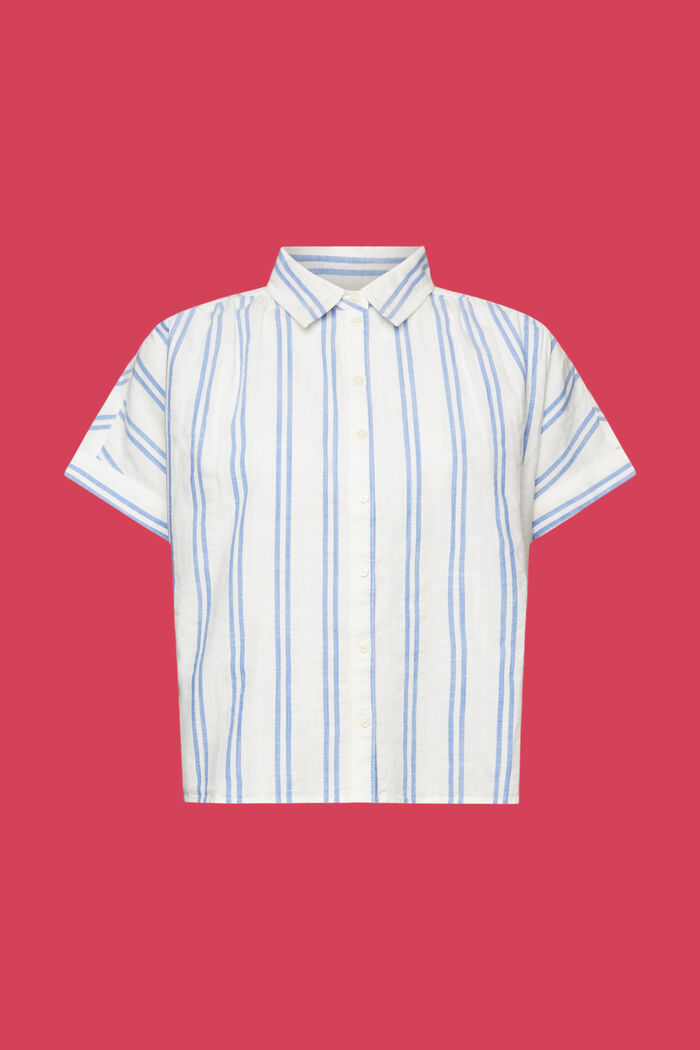 純棉條紋短袖女衫, 白色, detail image number 5