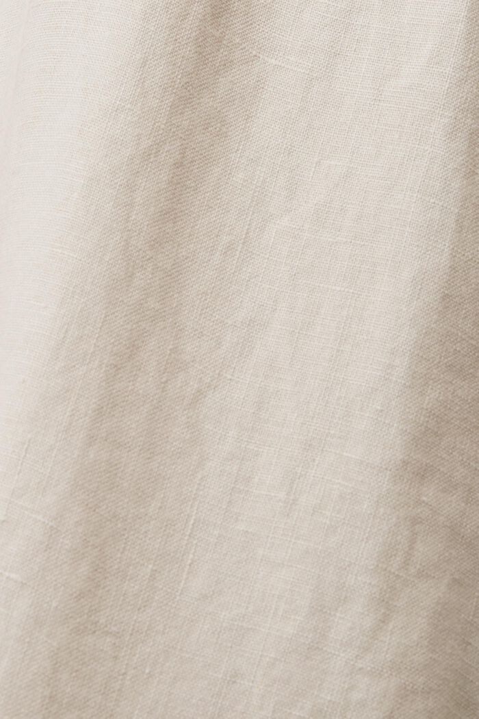 亞麻短袖女裝襯衫, 淺灰褐色, detail image number 4