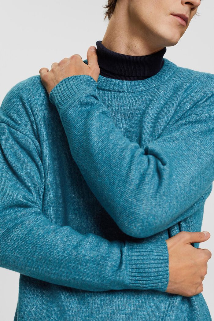 Crewneck Sweater, DARK TURQUOISE, detail image number 0
