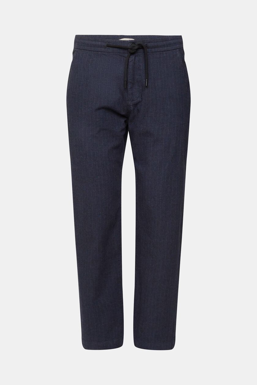 Pinstripe trousers with drawstring waistband