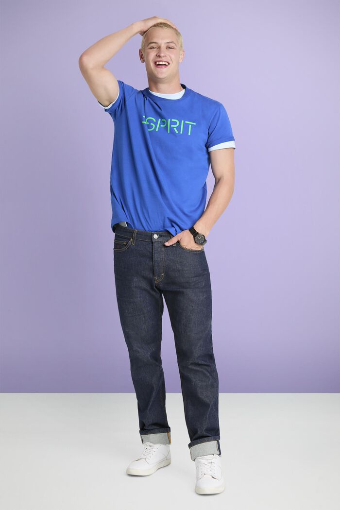 100%純棉厚平織布LOGO標誌T恤, 藍色, detail image number 1