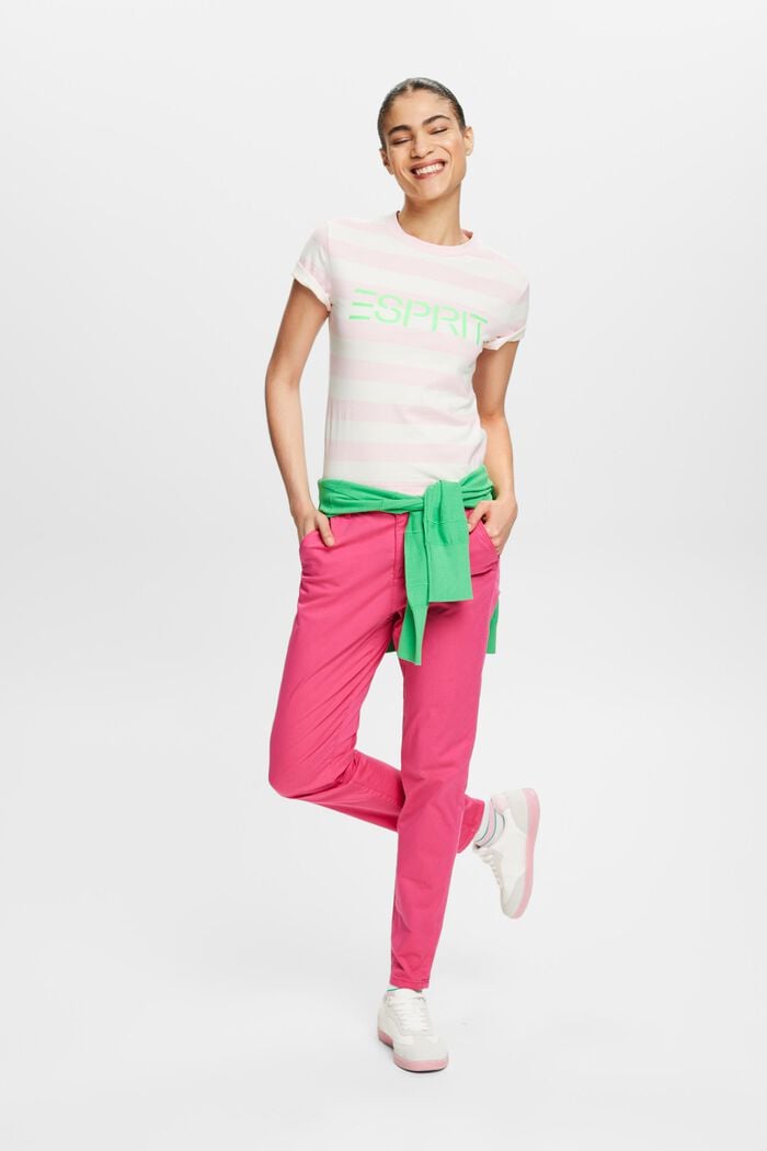 條紋LOGO標誌棉質T恤, 淺粉紅色, detail image number 4