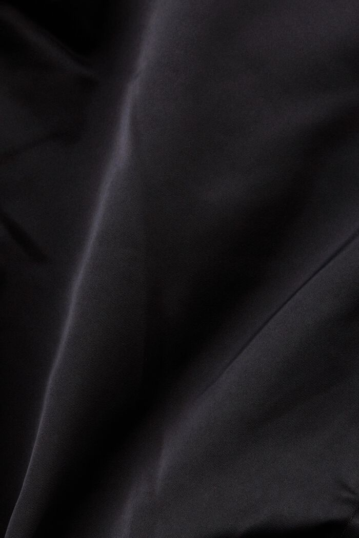 短款緞面飛行員夾克, 黑色, detail image number 6