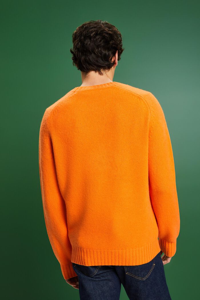 羊毛羊絨混紡LOGO標誌毛衣, 橙紅色, detail image number 3