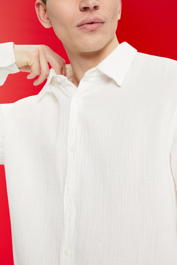 再生棉質平紋細布恤衫, 白色, detail image number 4