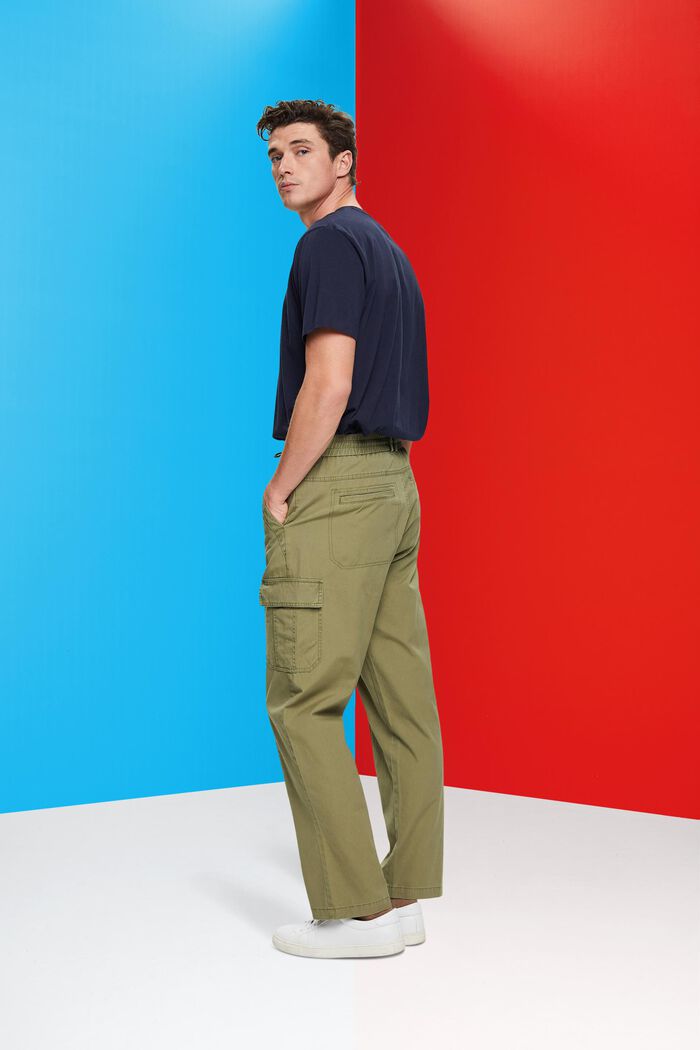 Cotton jogger-style tapered cargo trousers, OLIVE, detail image number 3