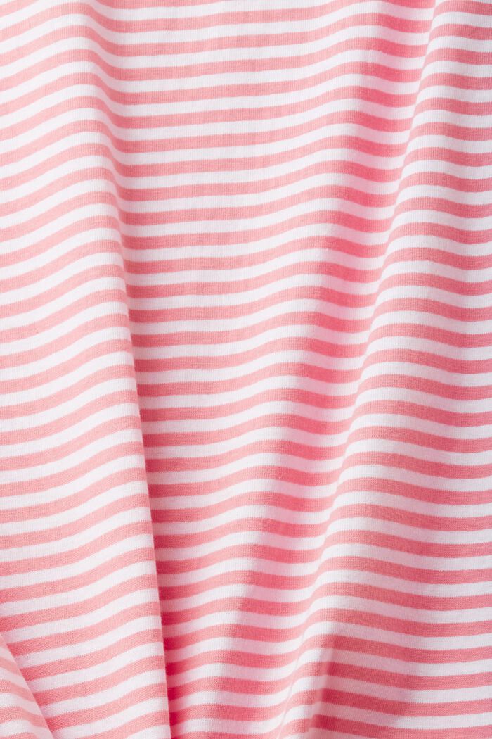 刺繡圖案條紋全棉T恤, 粉紅色, detail image number 4