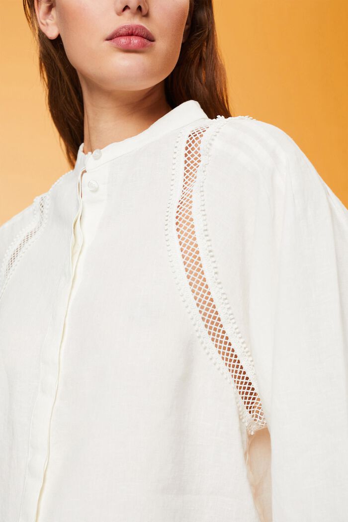 梭織亞麻女裝恤衫, 白色, detail image number 2