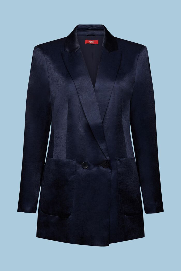 緞布雙排扣西裝外套, 海軍藍, detail image number 7