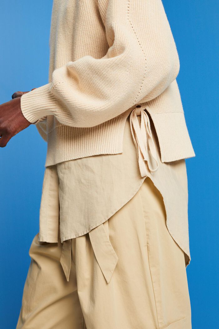 Cashmere blended jumper with lace detail, SAND, detail image number 4