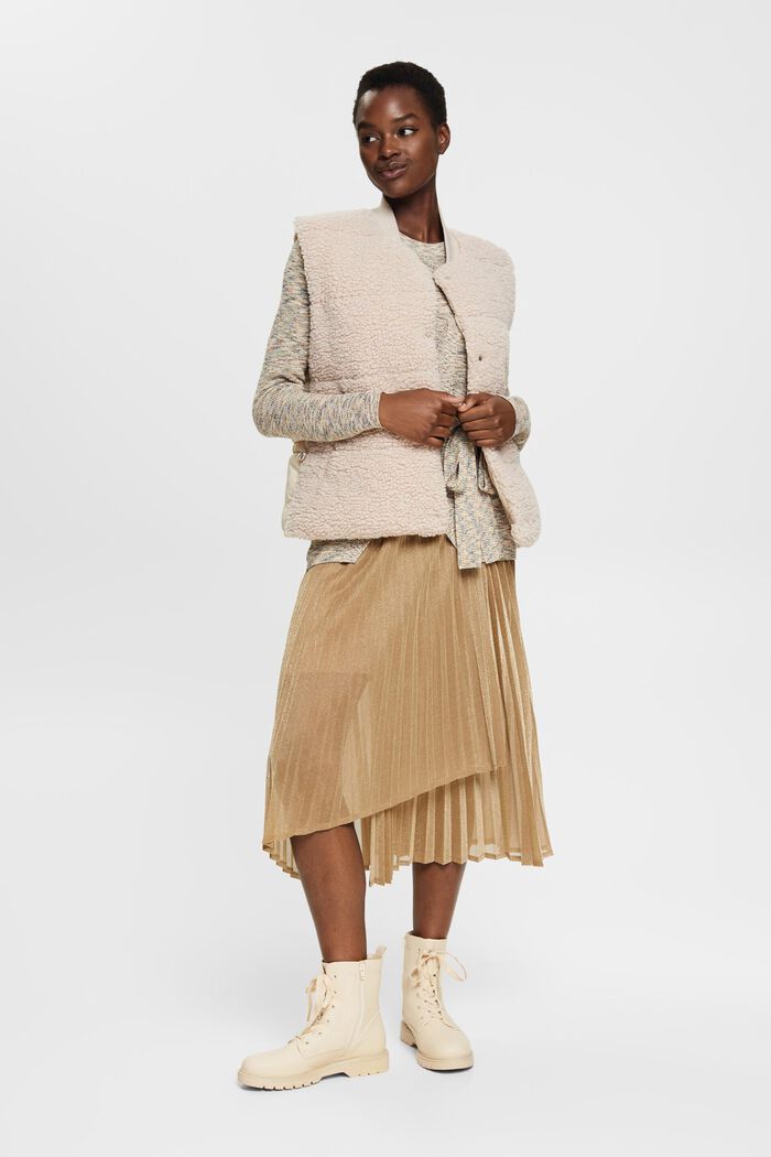 Pleated skirt with glitter effect, CREAM BEIGE, detail image number 1