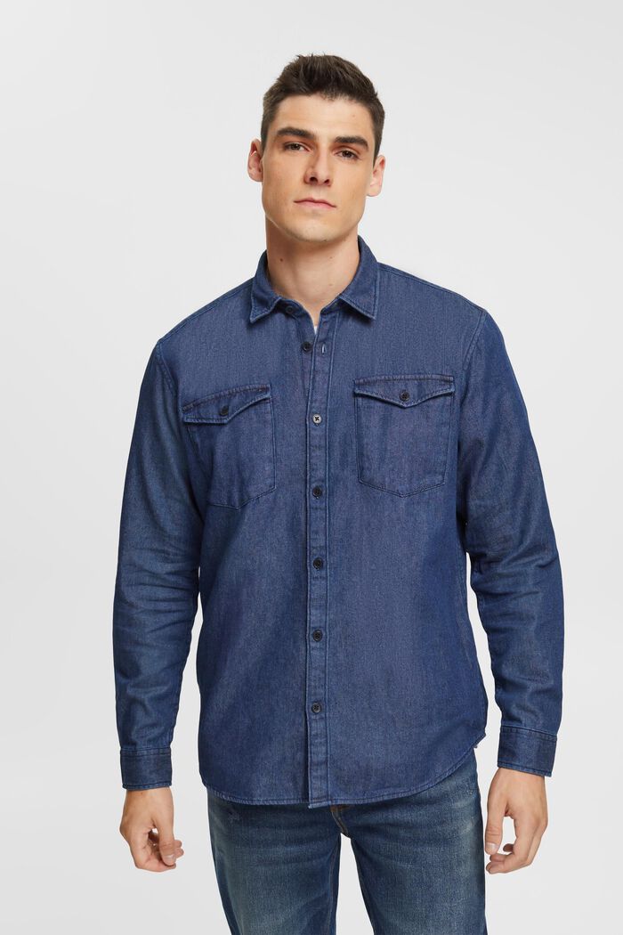 牛仔恤衫, BLUE DARK WASHED, detail image number 0