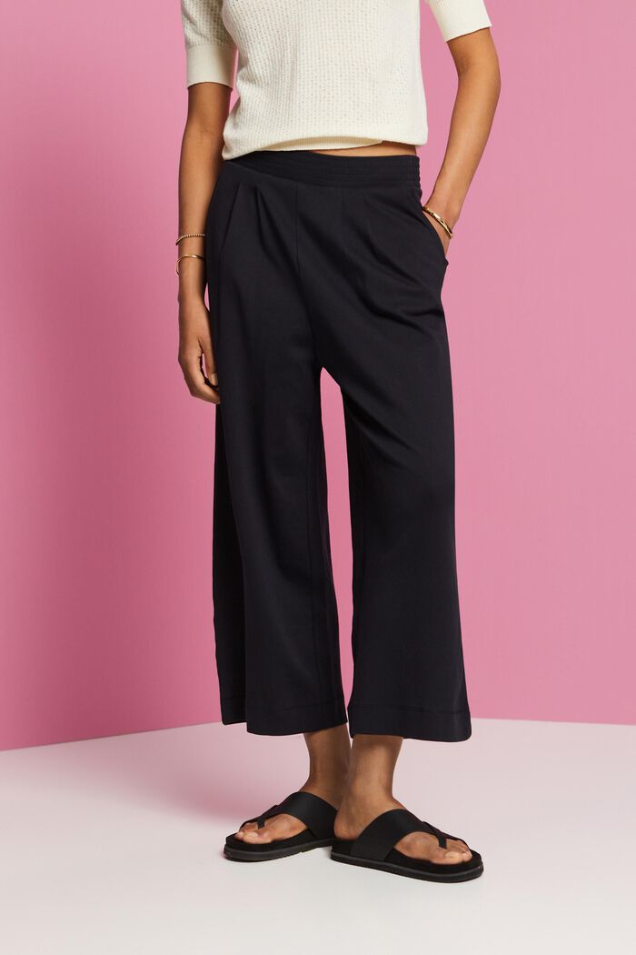 Cropped jersey trousers, 100% cotton, BLACK, detail image number 0