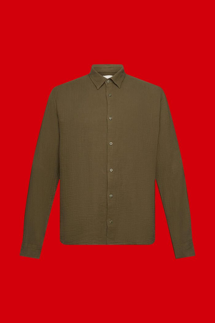 再生棉質平紋細布恤衫, 軍綠色, detail image number 6