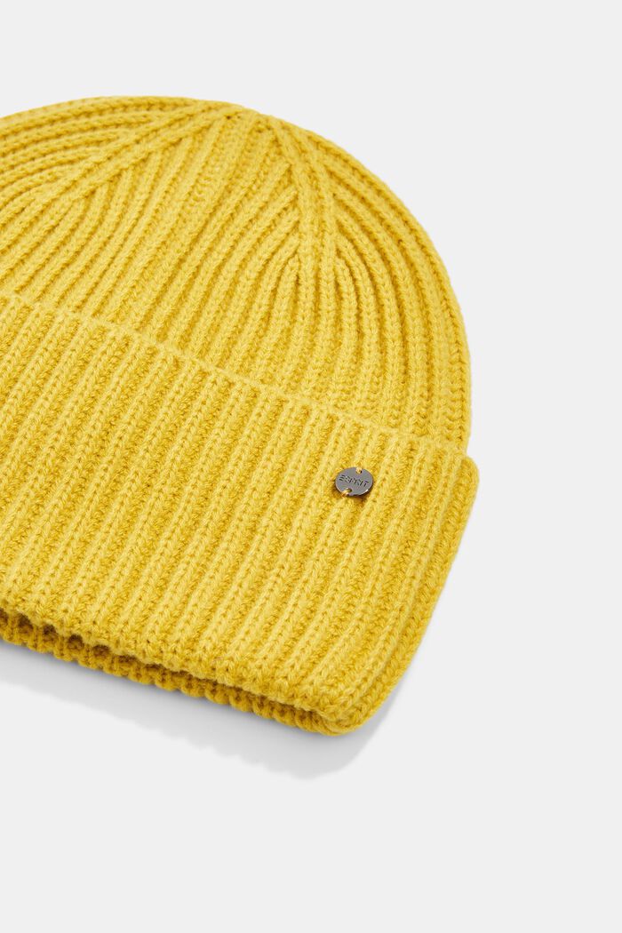 羊毛混紡：素色帽, 黃色, detail image number 2
