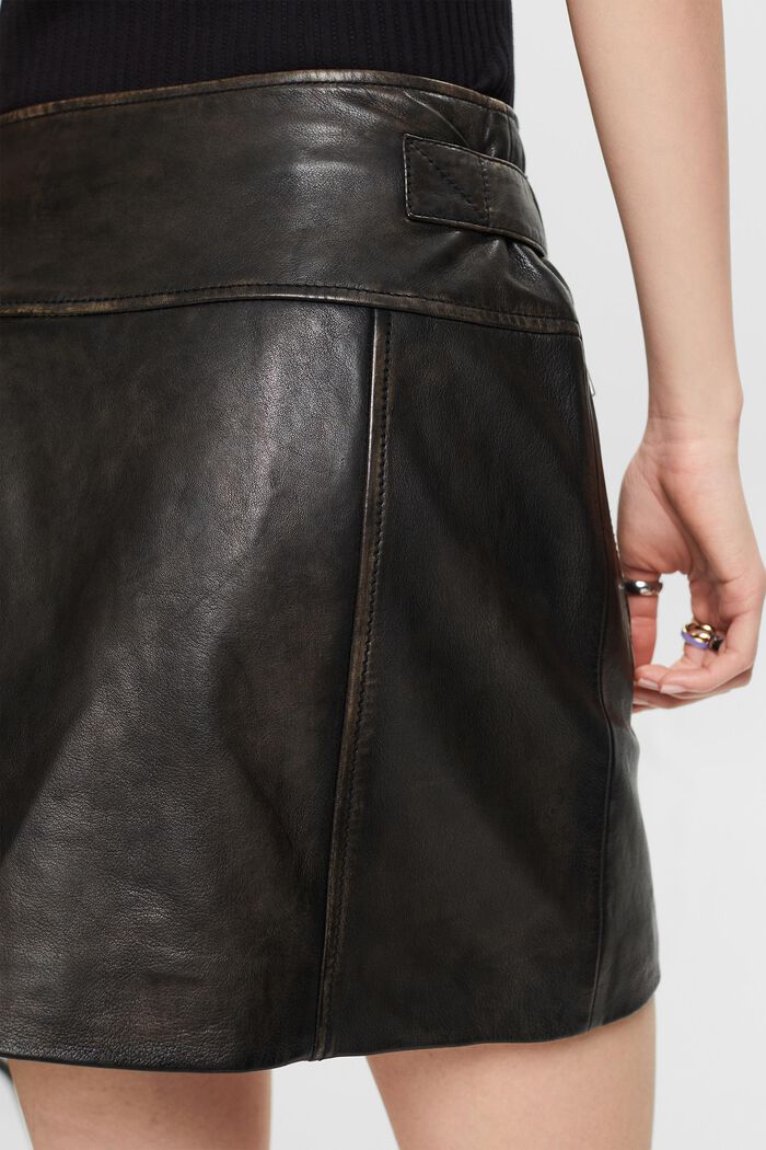Skirts leather, 黑色, detail image number 4
