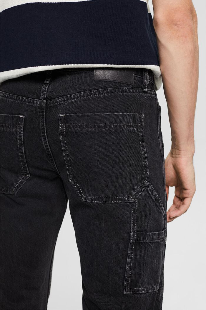 Mid-Rise Straight Jeans, BLACK DARK WASHED, detail image number 3
