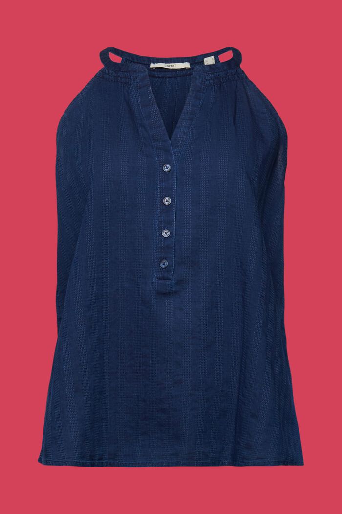 100%纯棉無袖女裝恤衫, 海軍藍, detail image number 6