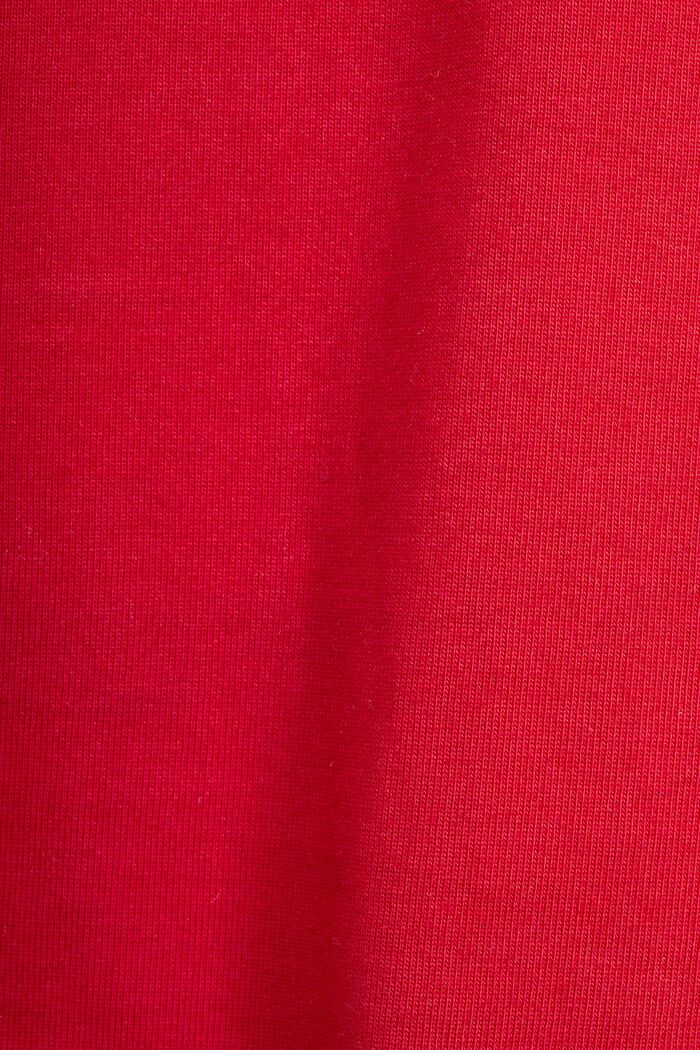 100%純棉厚平織布LOGO標誌T恤, 紅色, detail image number 5