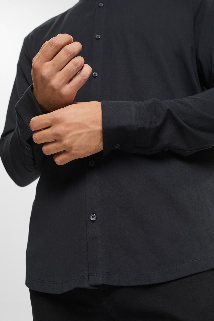 針織長袖，100% 純棉, 黑色, detail image number 2