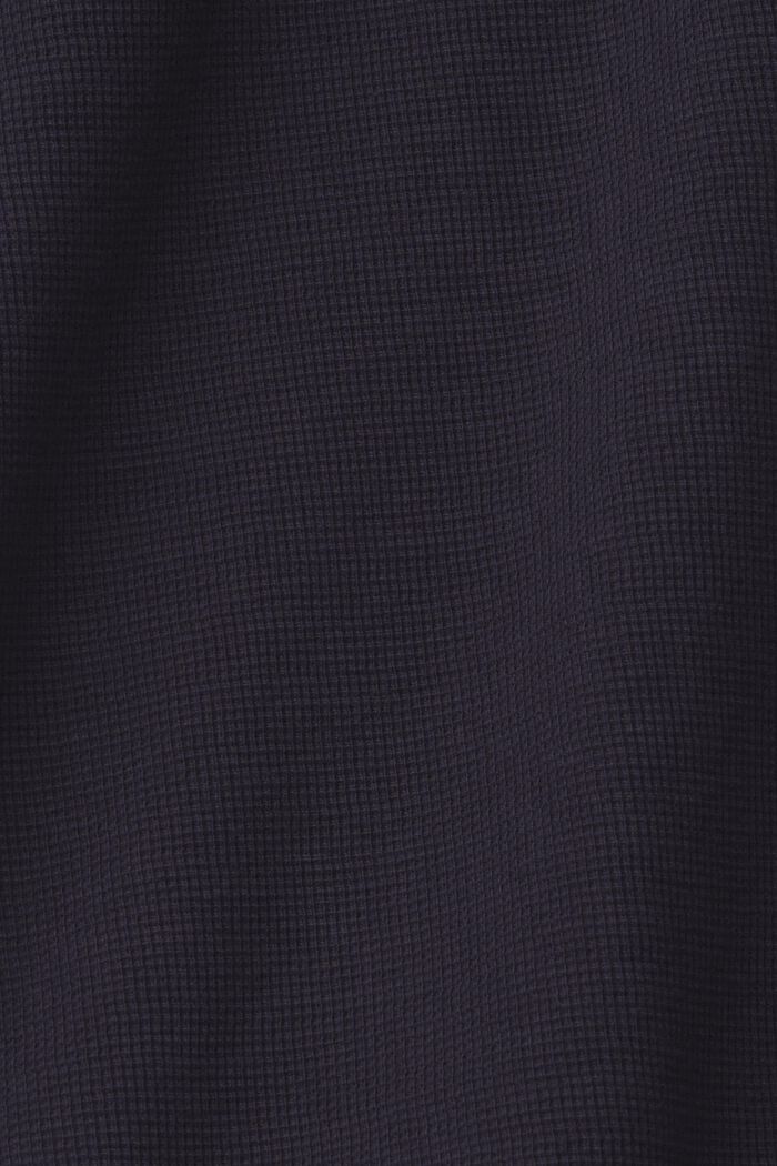 長袖華夫格凸紋布上衣，100% 純棉, 海軍藍, detail image number 5