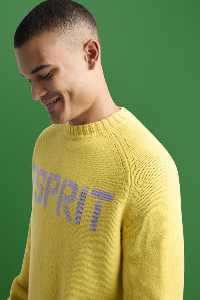 Chunk Knit Wool-Cashmere Sweater, PASTEL YELLOW, detail image number 4