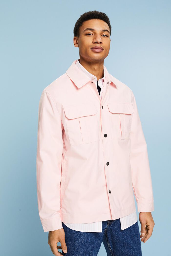 斜紋布恤衫式外套, 淺粉紅色, detail image number 0