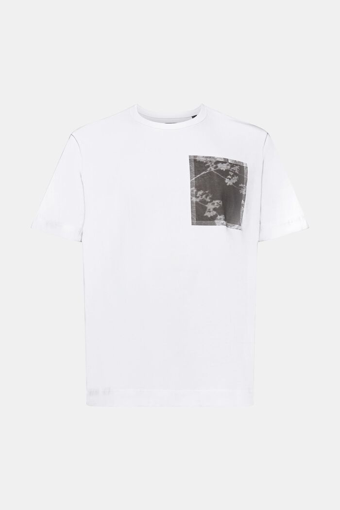 Cotton t-shirt with chest print, WHITE, detail image number 7