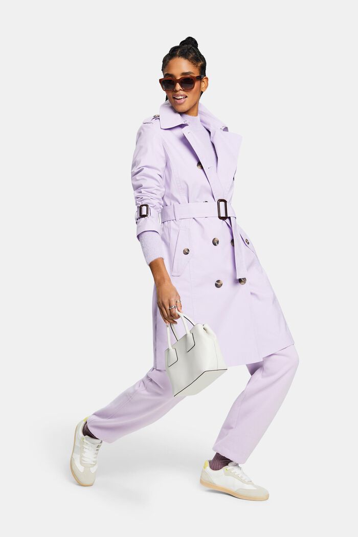 Belted Double-Breasted Trench Coat, LAVENDER, detail image number 1