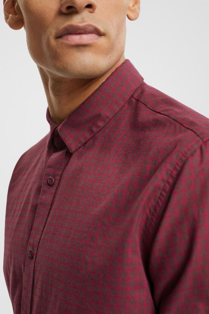 格紋修身恤衫, 酒紅色, detail image number 2