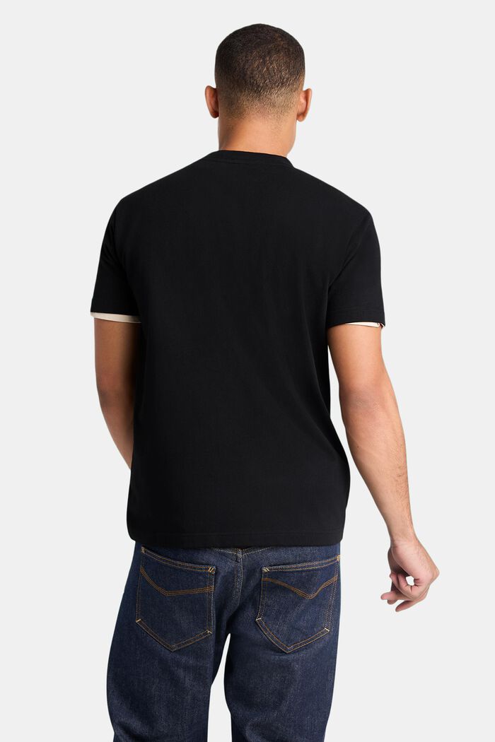 100%純棉厚平織布LOGO標誌T恤, 黑色, detail image number 3