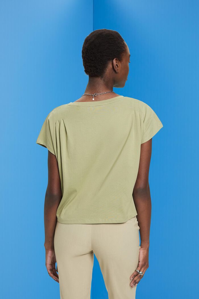 T-shirt with pleated details, LIGHT KHAKI, detail image number 3