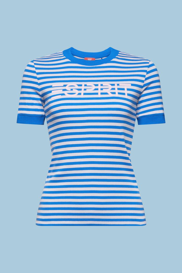 ‌LOGO標誌印花條紋棉質T恤, 淺藍色, detail image number 6